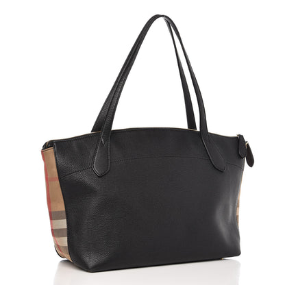 Burberry Derby Calfskin House Check Medium Welburn Tote Black 3 of 10