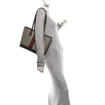 Gucci GG Supreme Monogram Textured Calfskin Web Small Ophidia Shoulder Tote Bag Beige Ebony New Acero 2 of 11