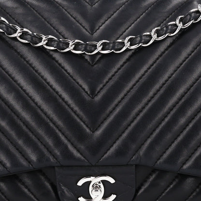 Chanel Lambskin Chevron Quilted Jumbo Single Flap Black 8 of 10