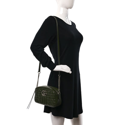 Gucci Calfskin Matelasse Aria Small GG Marmont Chain Shoulder Bag Military Wood 2 of 8