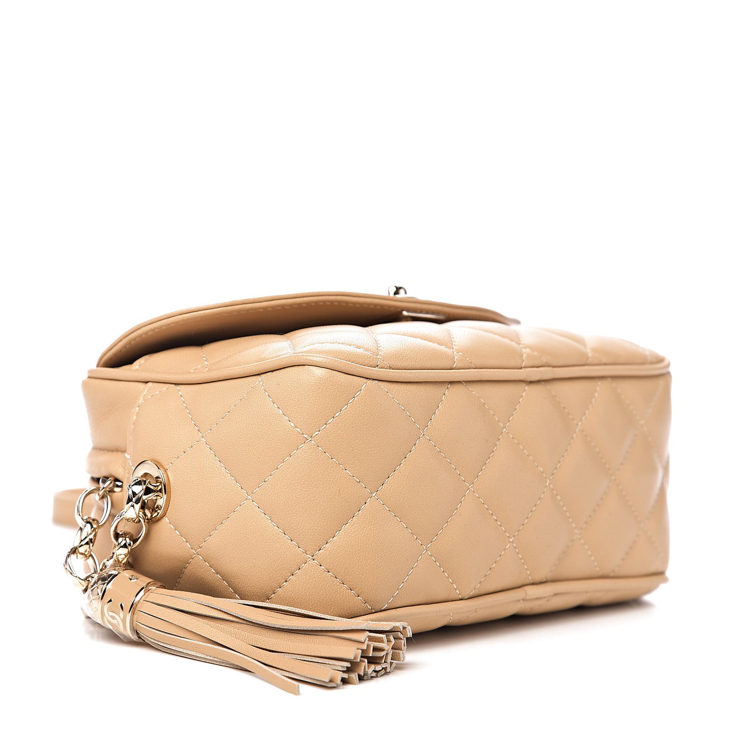 Lambskin Quilted Coco Vintage Camera Case Beige
