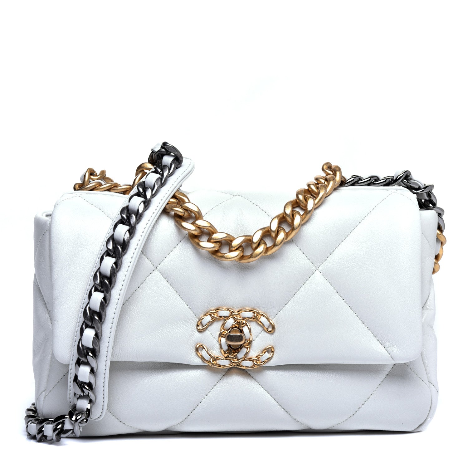 Chanel Goatskin Quilted Medium 19 Flap White 1 of 11