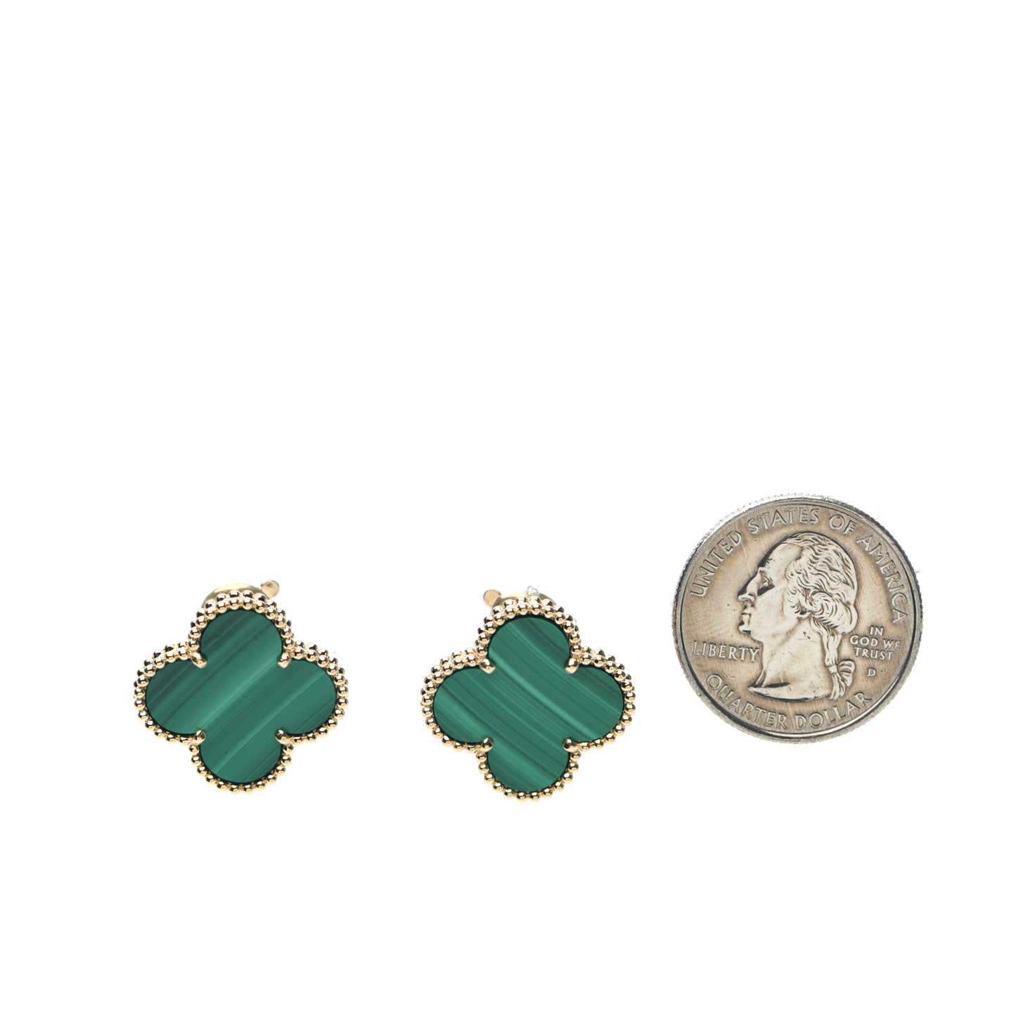 18K Yellow Gold Malachite Magic Alhambra Earrings