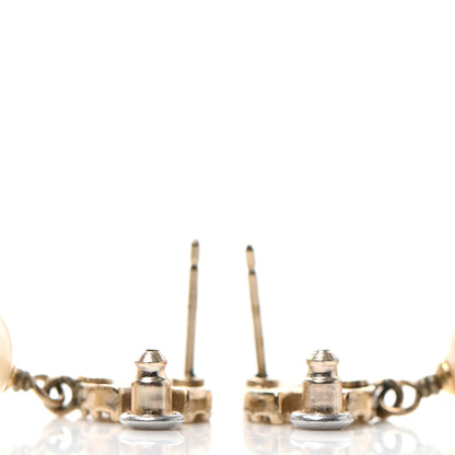 Chanel Crystal Pearl CC Drop Earrings Gold 3 of 4