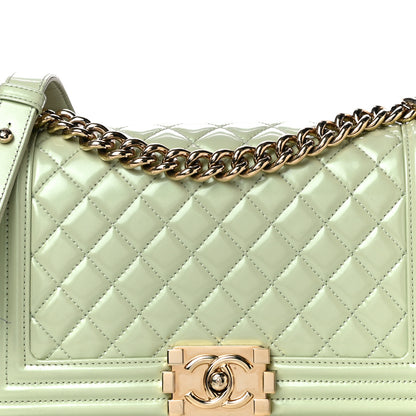 Chanel Patent Calfskin Quilted Medium Boy Flap Light Green 8 of 14