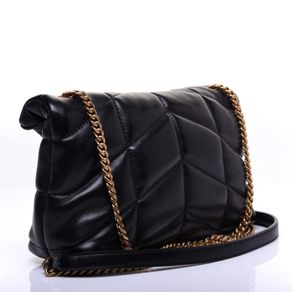 Saint Laurent Lambskin Quilted Toy Loulou Puffer Monogram Chain Satchel Black 3 of 12