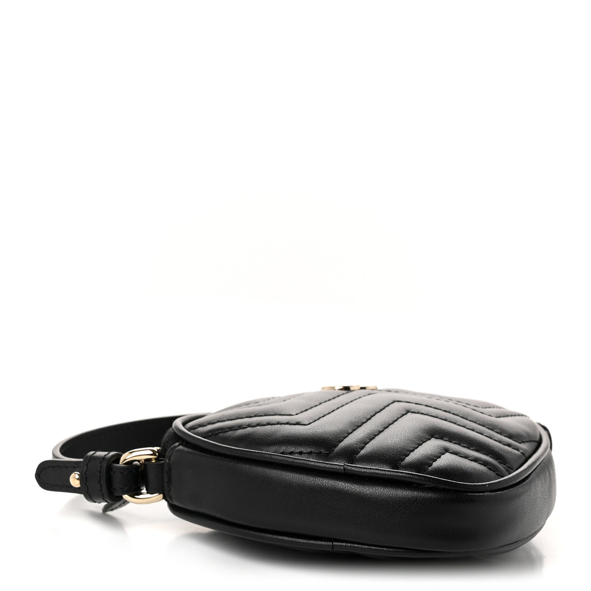 Calfskin Matelasse Diagonal Mini GG Heart Top Handle Shoulder Bag Black