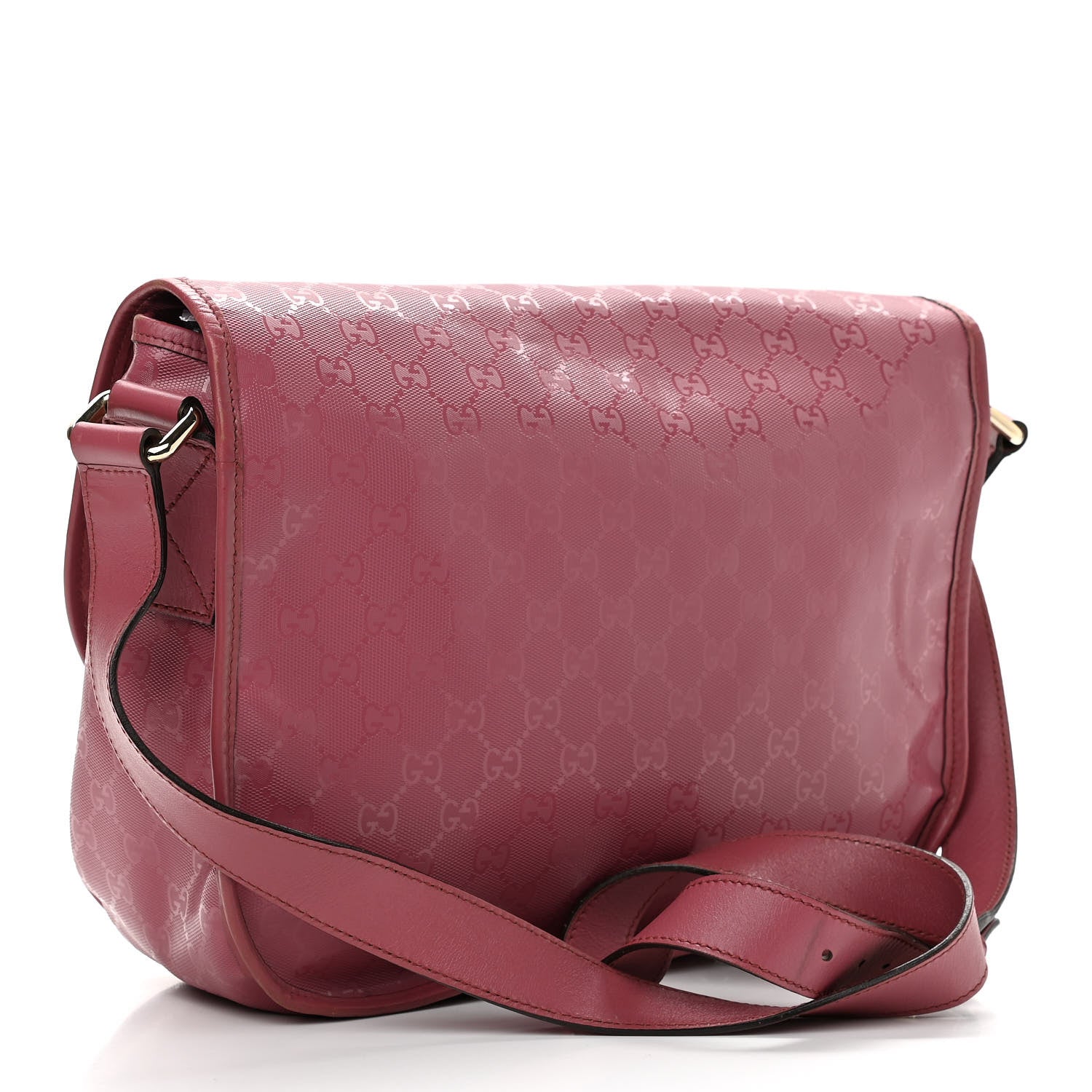 Gucci Imprime Monogram Medium Double Buckle Flap Messenger Bag Vintage Rose 3 of 11