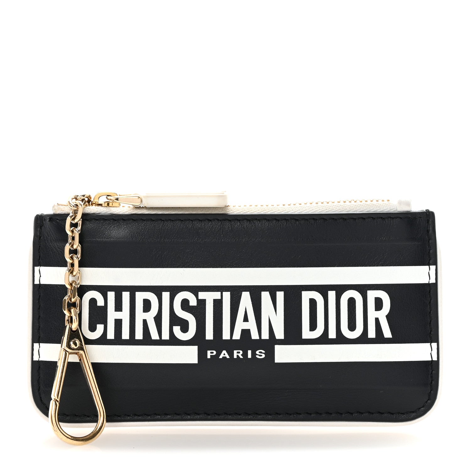 Christian Dior Calfskin Vibe Zip Key Wallet Blue White 1 of 7