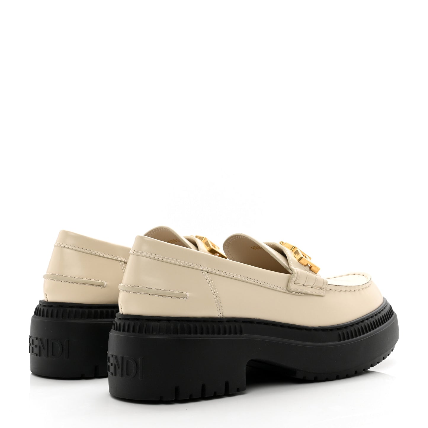 Vitello Abrasivato Fendigraphy 50mm Loafers 38.5 Blanco Babe