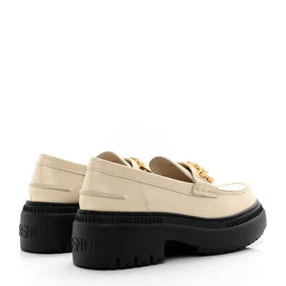 Fendi Vitello Abrasivato Fendigraphy 50mm Loafers 38.5 Blanco Babe 4 of 9