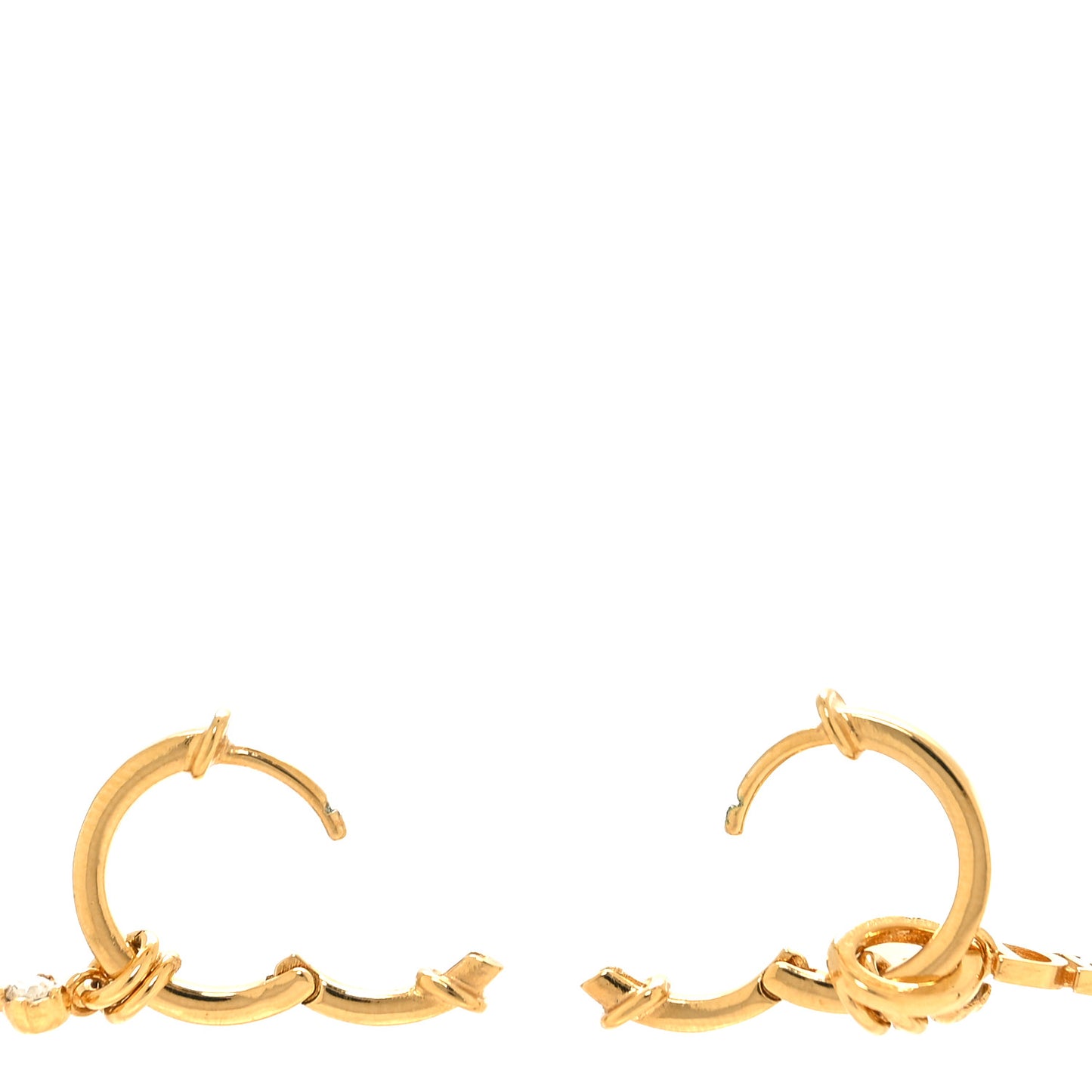 Crystal Chain Hoop Earrings Gold