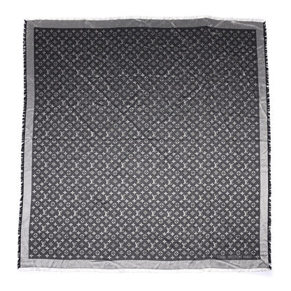 Louis Vuitton Silk Wool Monogram Denim Shawl Black 1 of 3