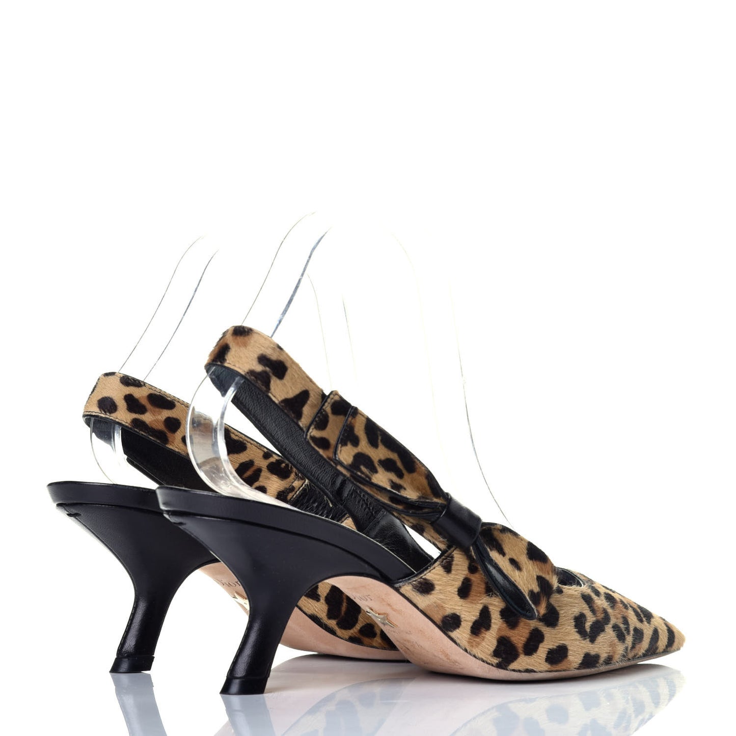 Calf Hair Lambskin Leopard Sweet D Slingback Pumps 37.5