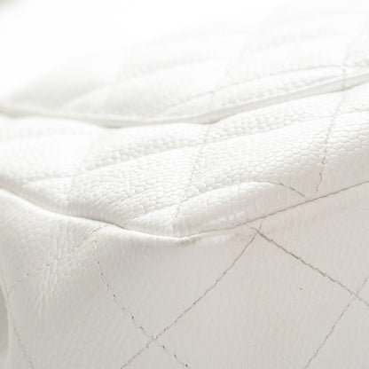 Chanel Caviar Quilted Jumbo Single Flap White 8 of 13