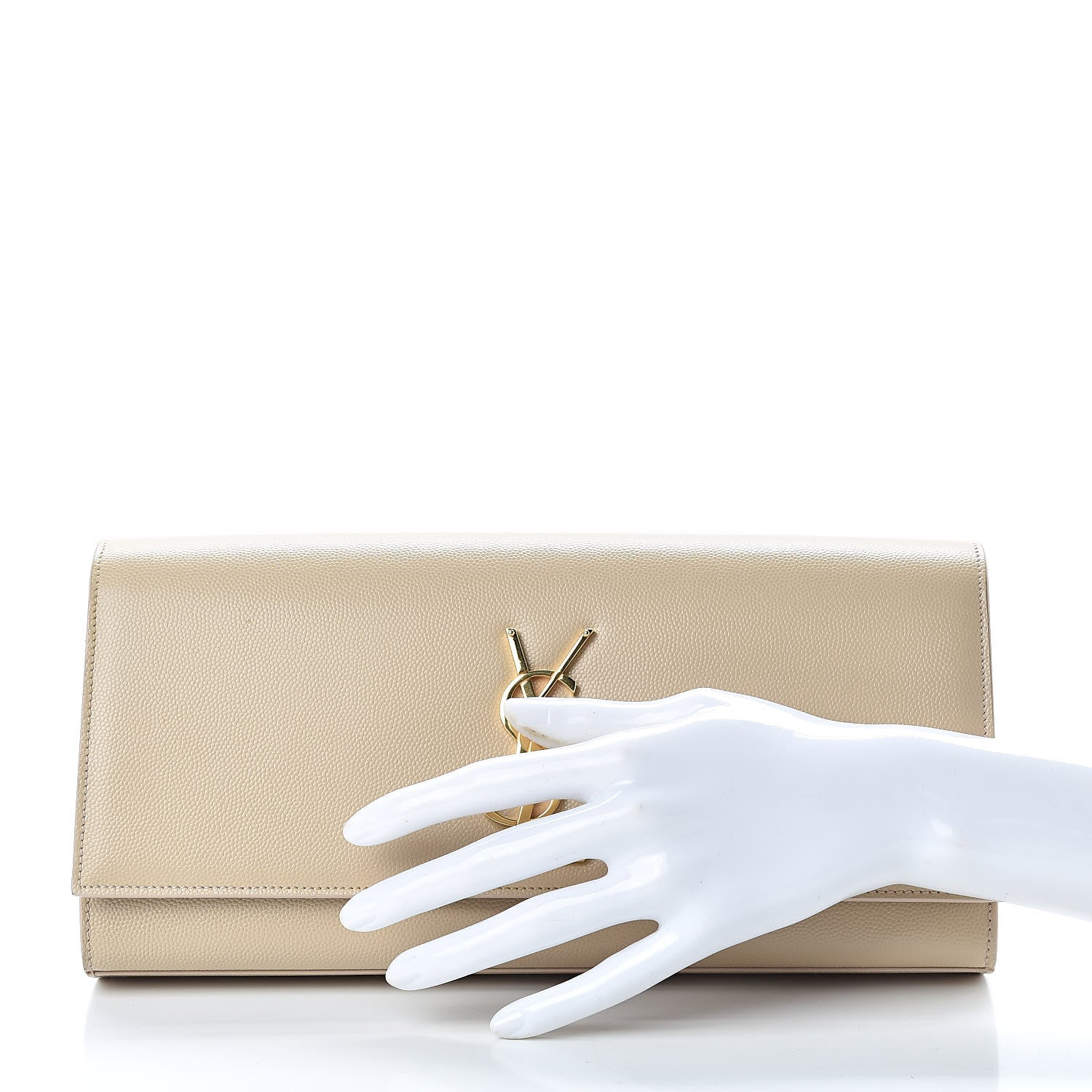 Saint Laurent Grain De Poudre Classic Monogram Cassandre Clutch Nude Powder 2 of 9
