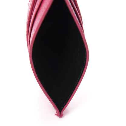 Saint Laurent Grain De Poudre Matelasse Chevron Monogram Credit Card Case Fresh Fuxia 5 of 9