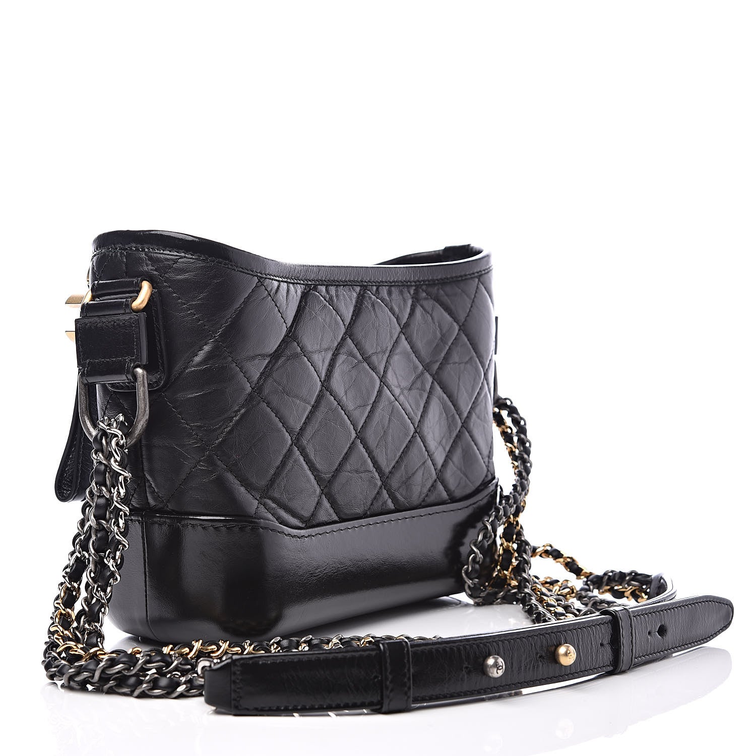 Chanel Aged Calfskin Quilted Small Gabrielle Hobo Black 4 of 12