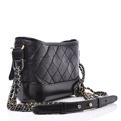 Chanel Aged Calfskin Quilted Small Gabrielle Hobo Black 4 of 12