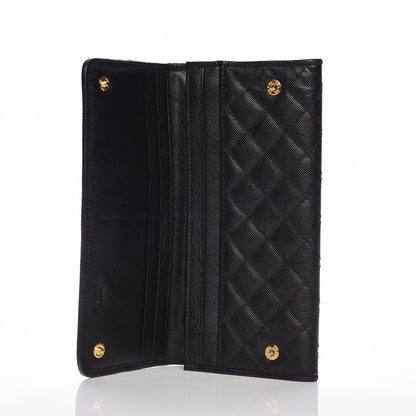 Prada Saffiano Metal Quilted Continental Flap Wallet Nero Black 6 of 9