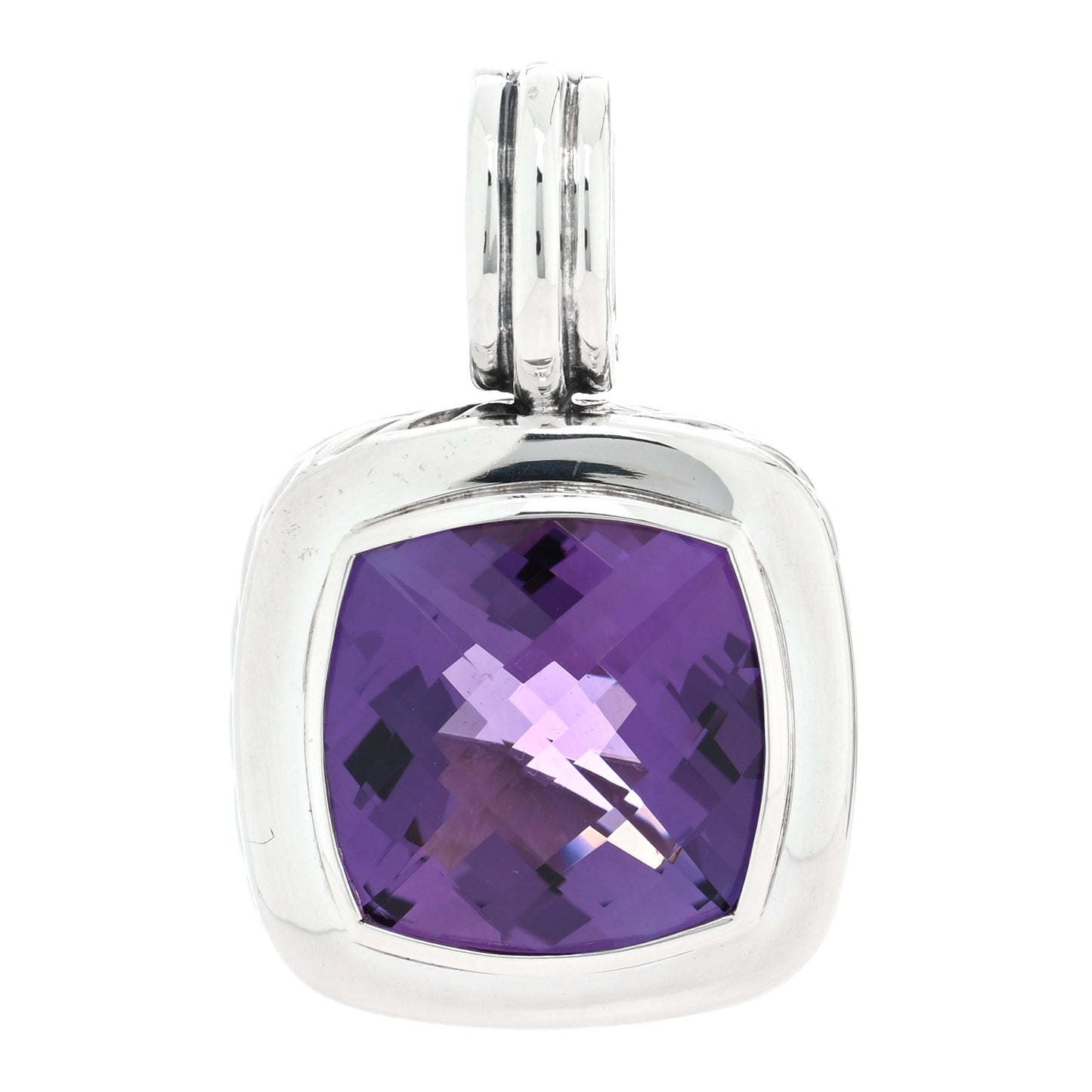 Sterling Silver Amethyst 14mm Albion Enhancer Pendant