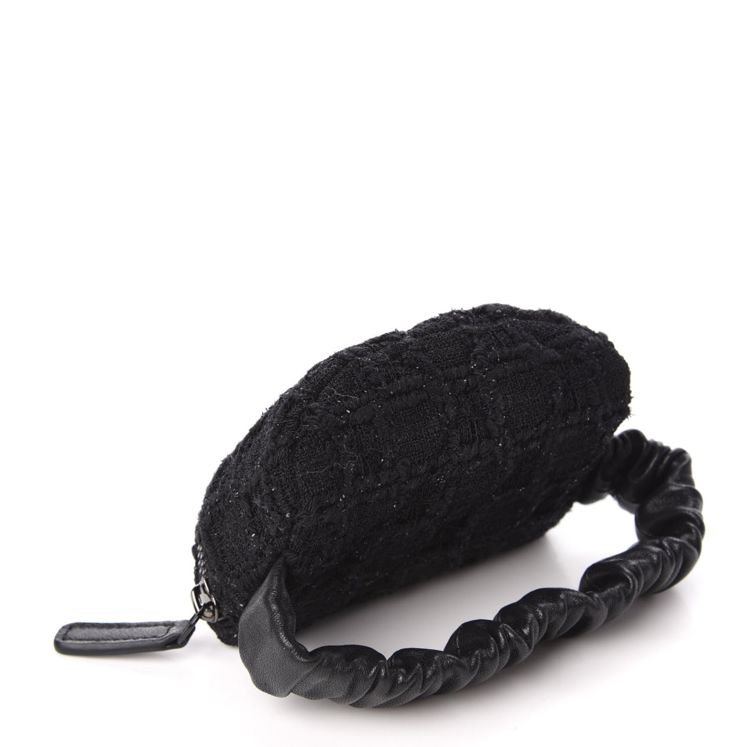 Chanel Tweed Lambskin Quilted Arm Coin Purse Black 4 of 7
