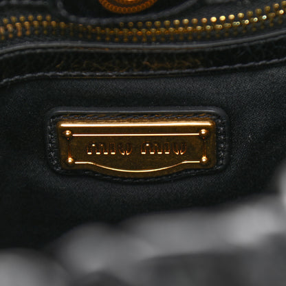 Miu Miu Vitello Lux Gathered Tote Black 5 of 11