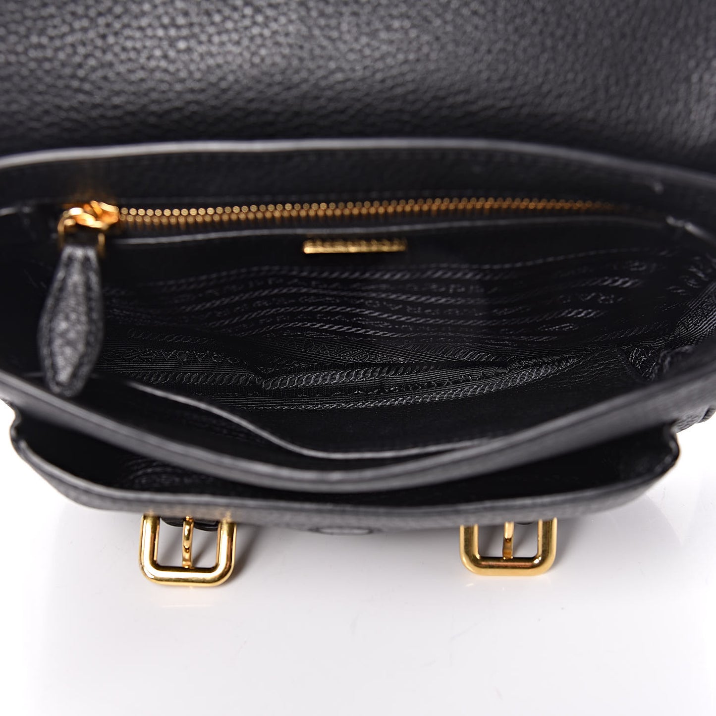 Vitello Daino Double Buckle Messenger Bag Black
