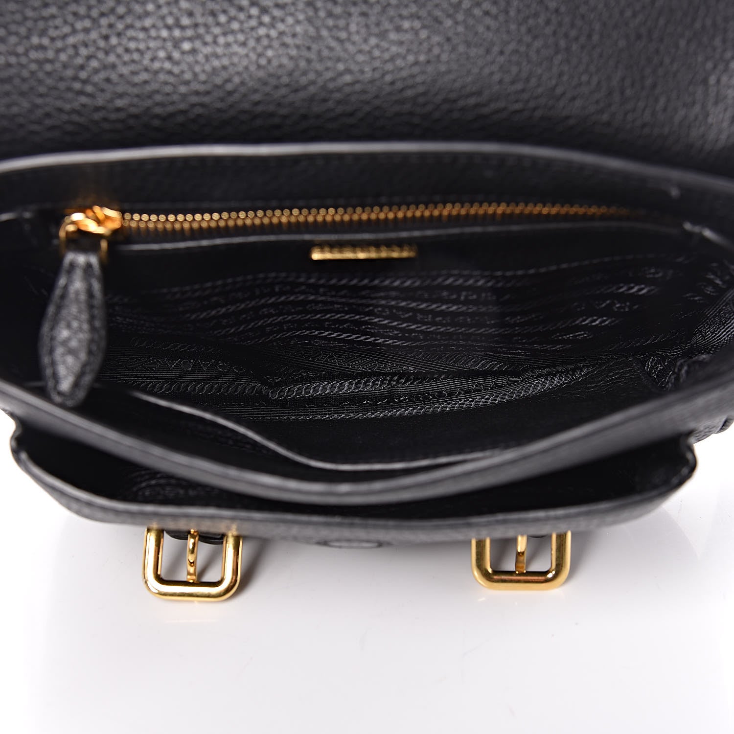 Prada Vitello Daino Double Buckle Messenger Bag Black 5 of 14