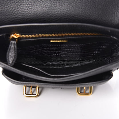 Prada Vitello Daino Double Buckle Messenger Bag Black 5 of 14