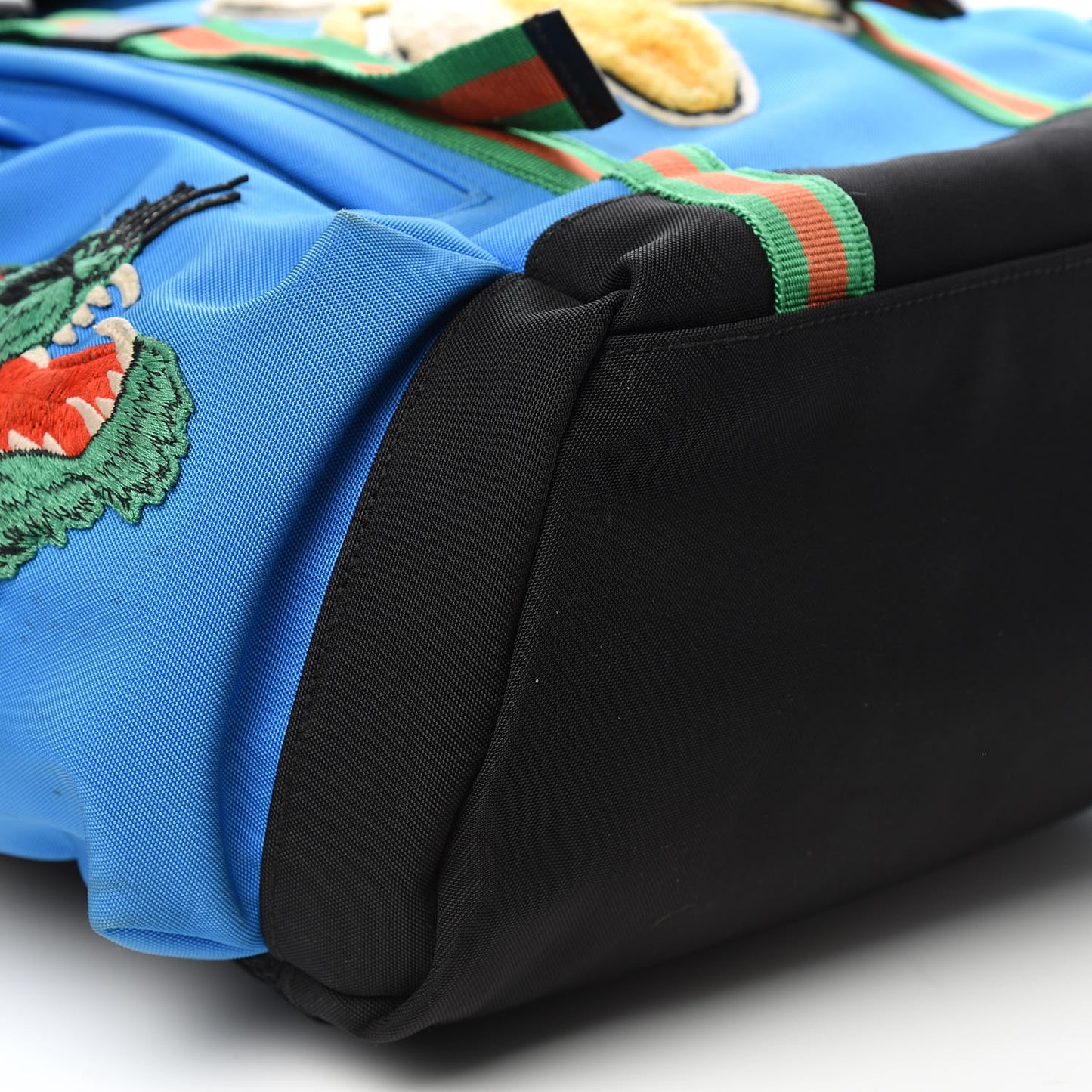 Nylon Embroidered Web Double Buckle Backpack Blue