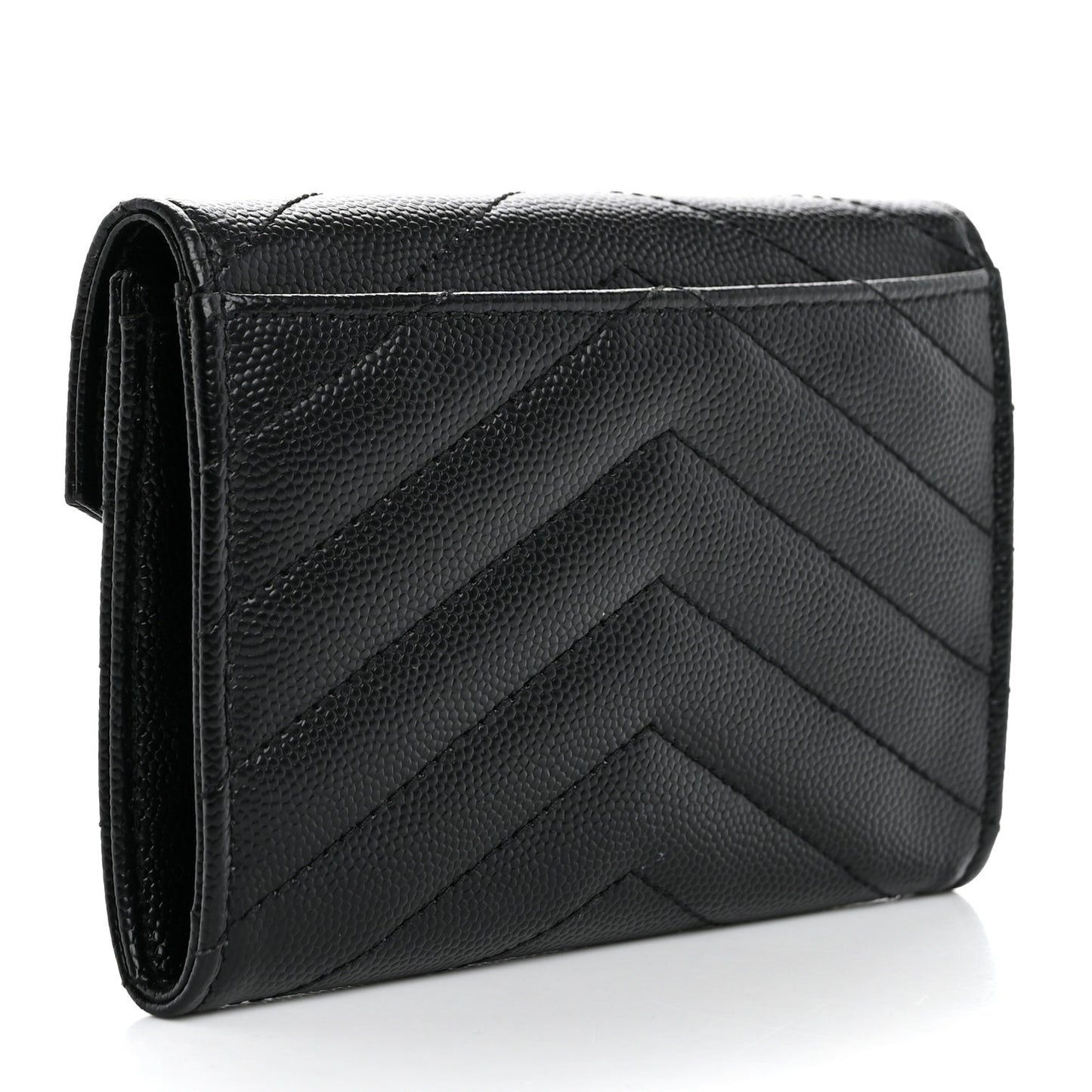 Grain De Poudre Matelasse Chevron Small Monogram Envelope Wallet Black
