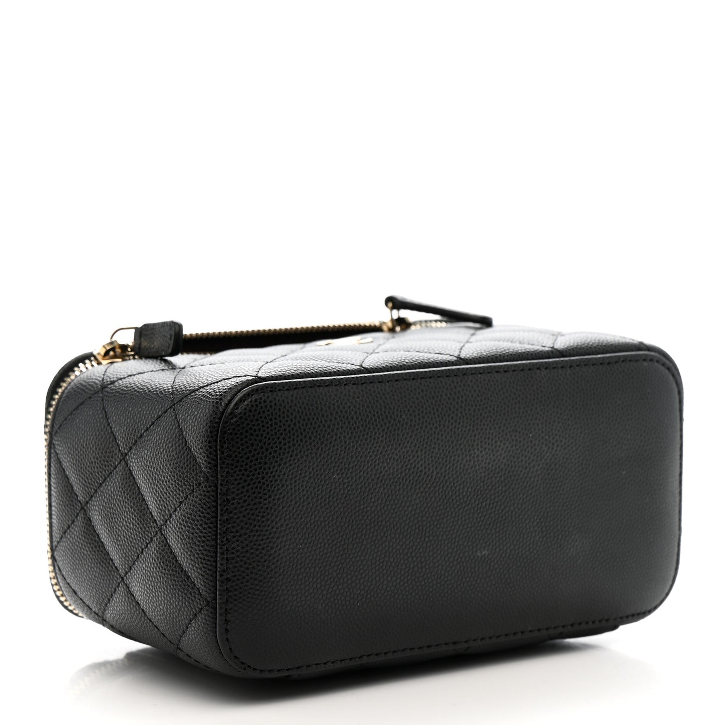 Caviar Quilted Small Vanity Case With Chain Black