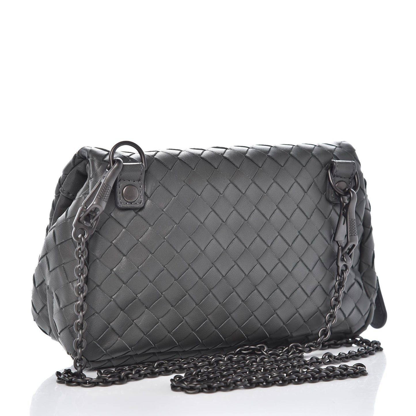 Nappa Intrecciato Mini Chain Messenger Light Grey