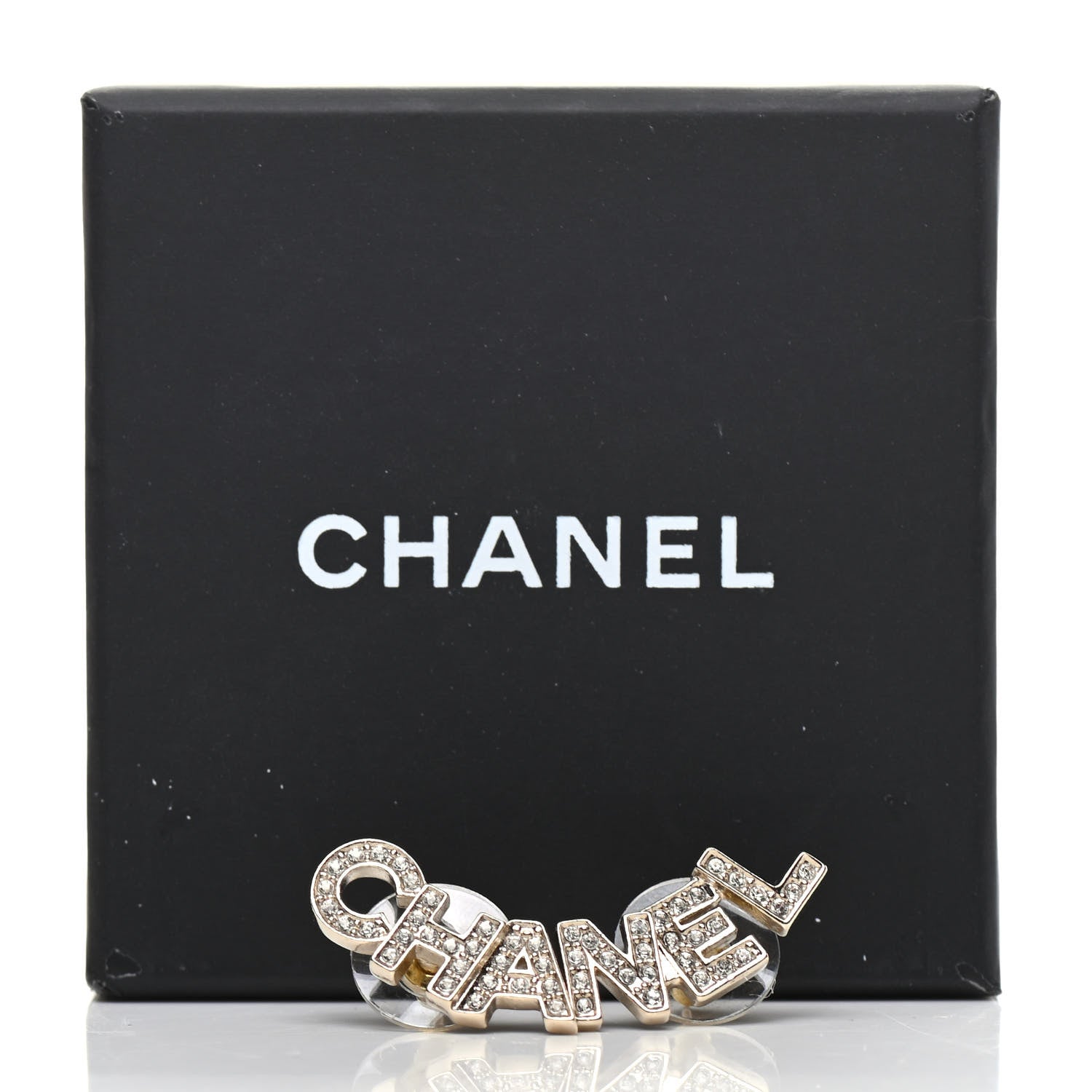 Chanel Crystal Pearl Signature Stud Earrings Gold 5 of 5