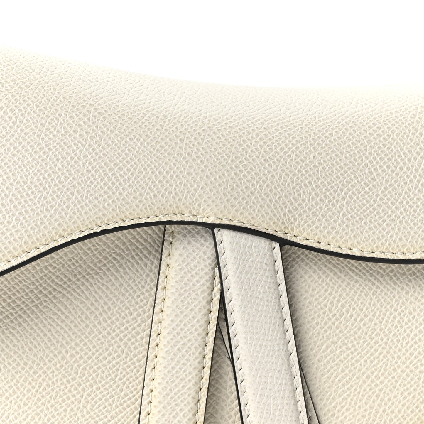 Grained Calfskin Mini Saddle Bag White