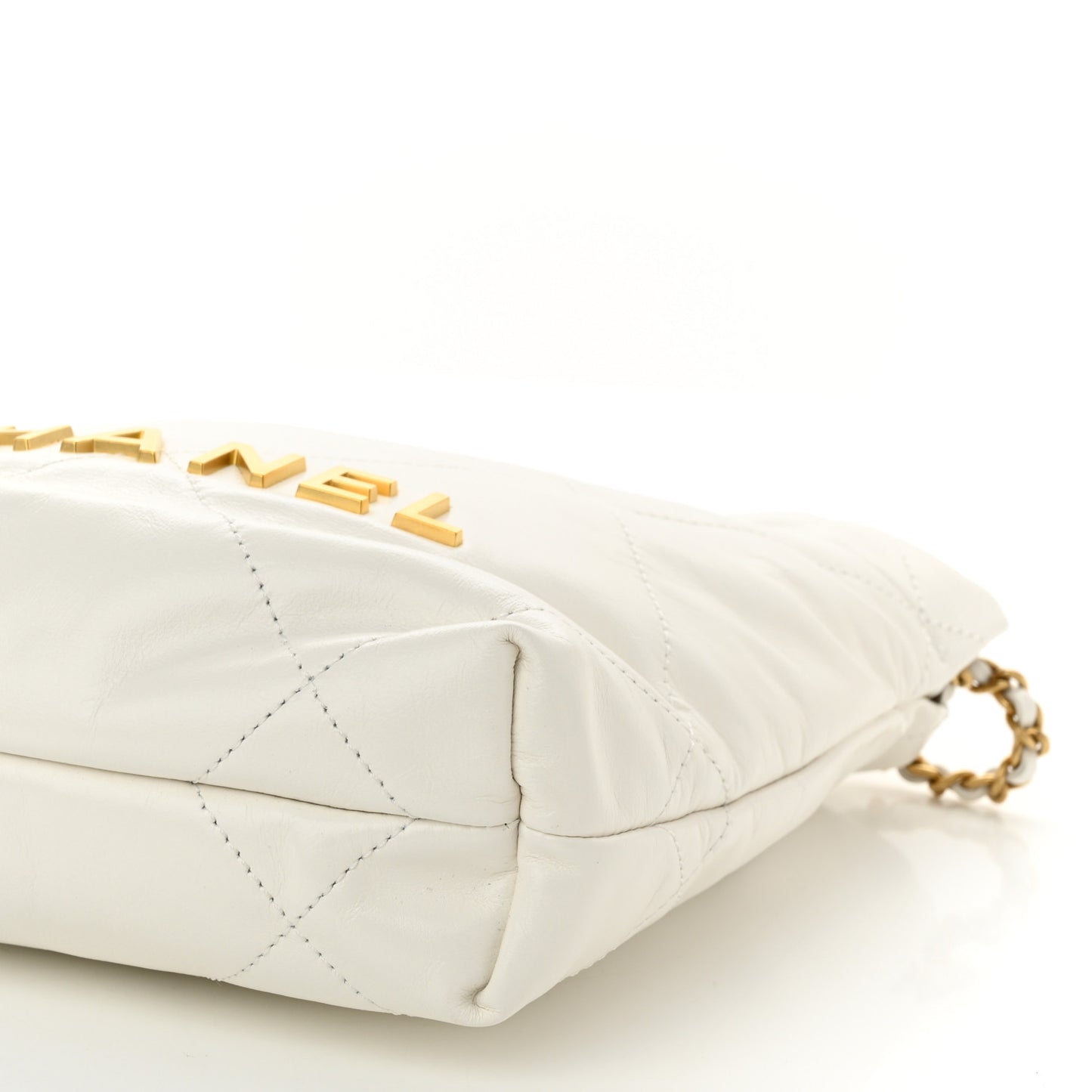 Shiny Calfskin Quilted Mini Chanel 22 White