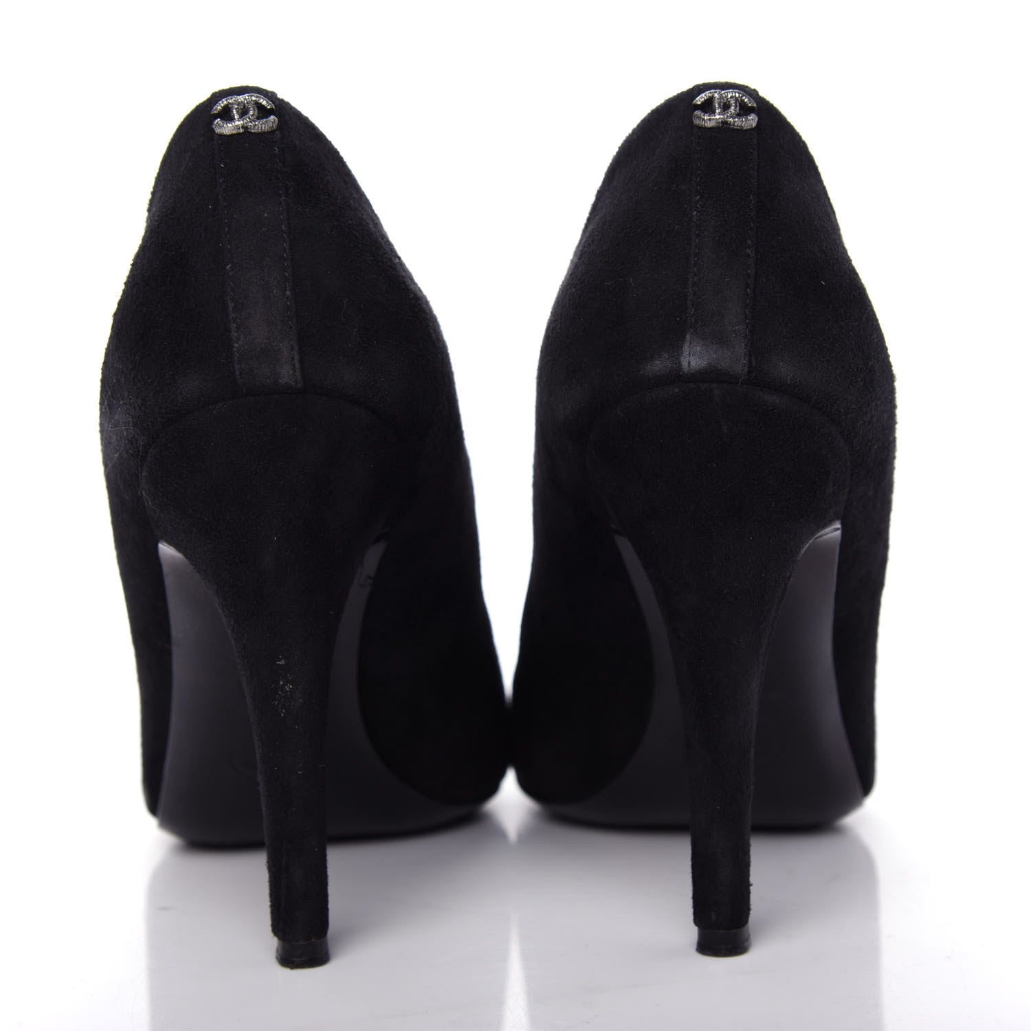 Chanel Suede Cap Toe CC Pumps 36.5 Black 7 of 10