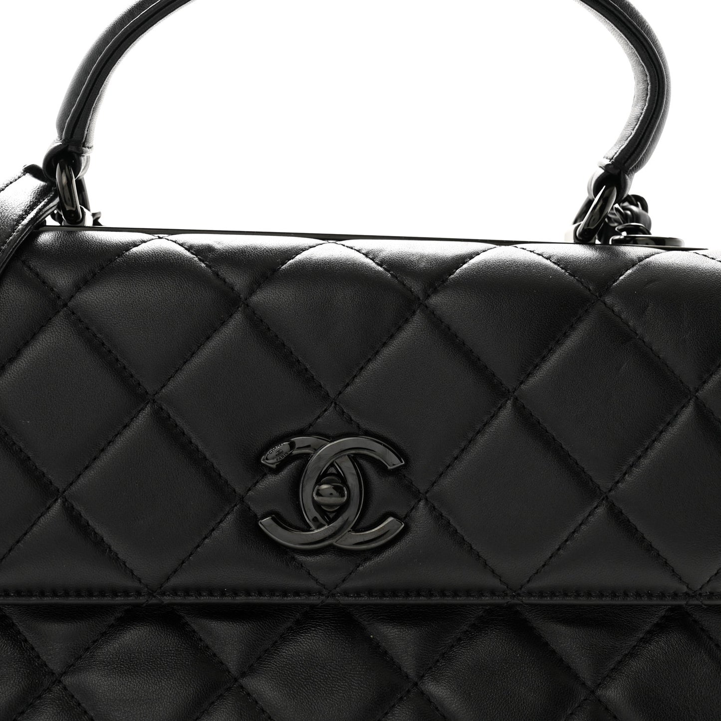 Lambskin Quilted Small Trendy CC Dual Handle Flap Bag So Black