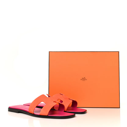 Hermes Suede Goatskin Oran Sandals 41 Orange Synthetique 9 of 10