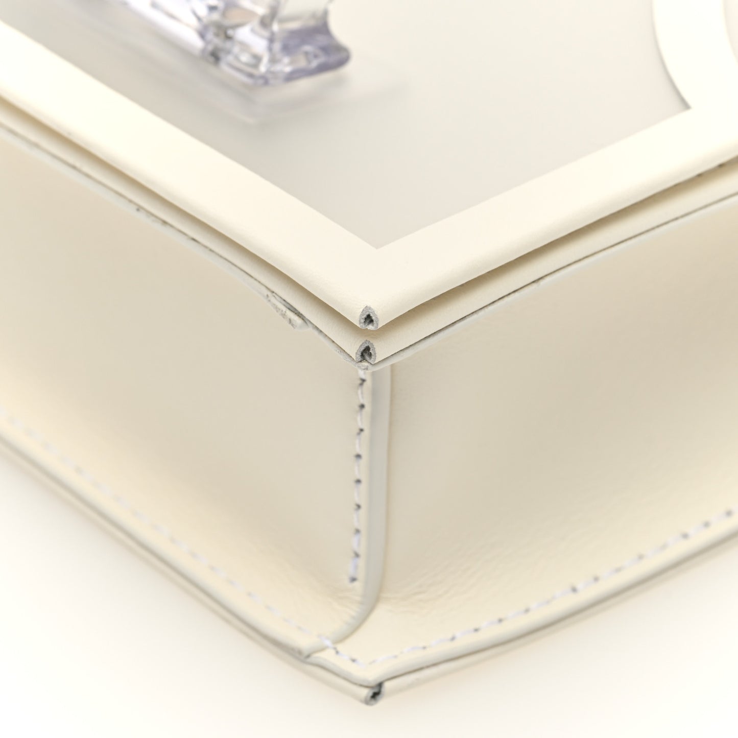 Calfskin Polyurethane Mini Jeweled Knuckle Satchel Clear White