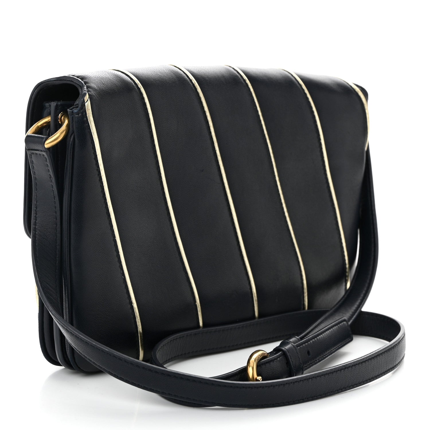 Saint Laurent Lambskin Quilted Le Maillon Satchel Marine 3 of 11