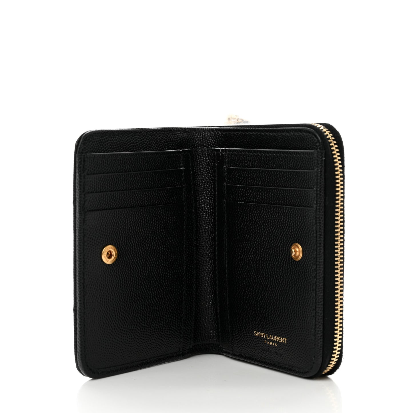 Grain De Poudre Matelasse Chevron Monogram Compact Zip Around Wallet Black