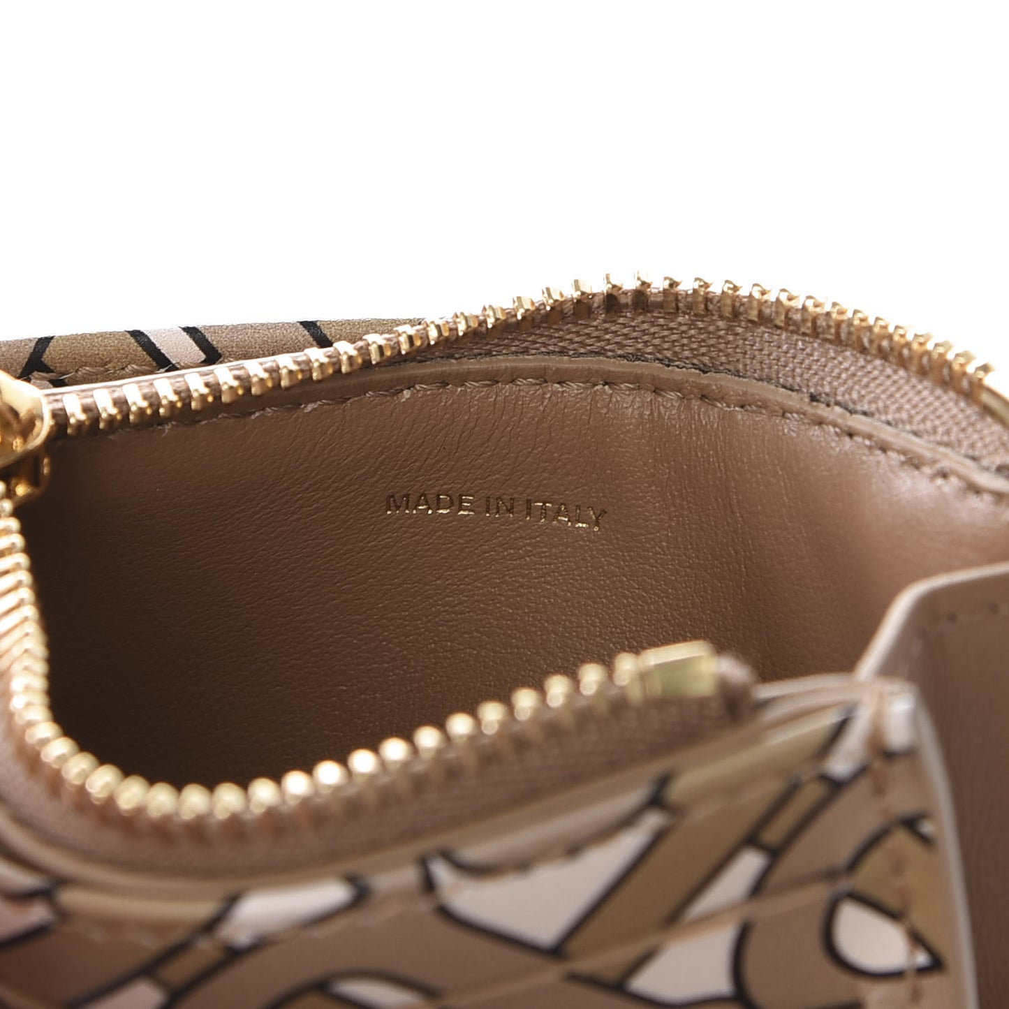 Calfskin Monogram Panola Zip Card Holder Beige