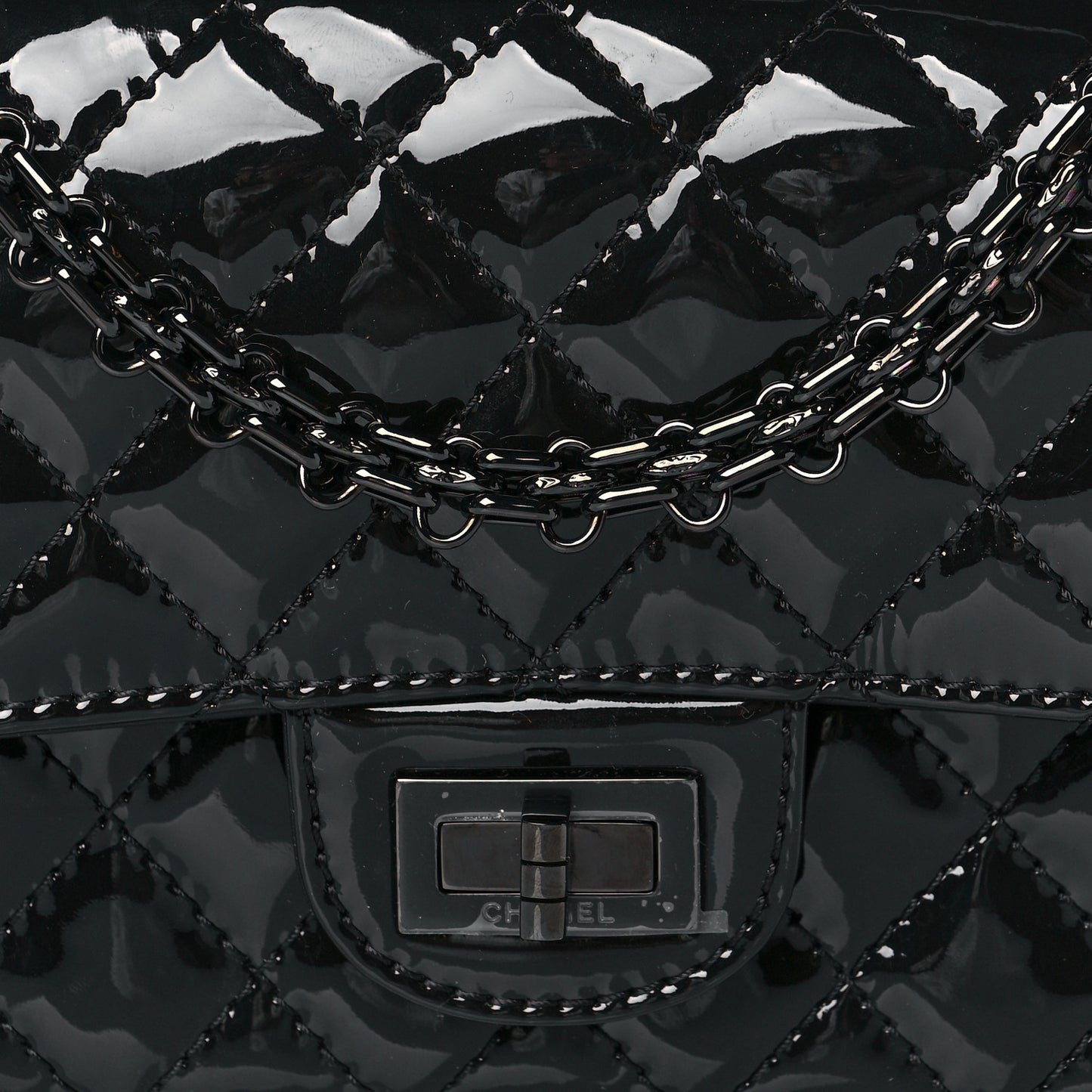 Patent Calfskin Quilted 2.55 Reissue Mini Flap So Black