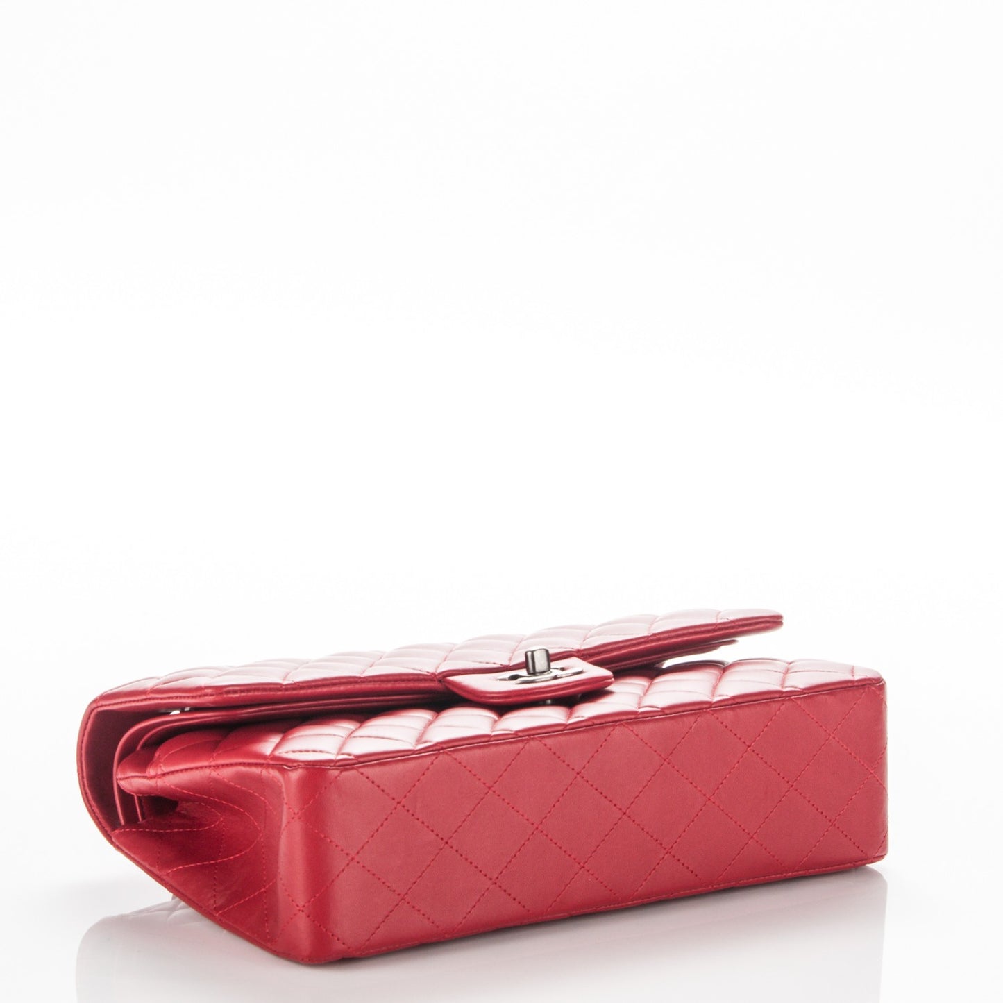 Lambskin Quilted Medium Double Flap Red