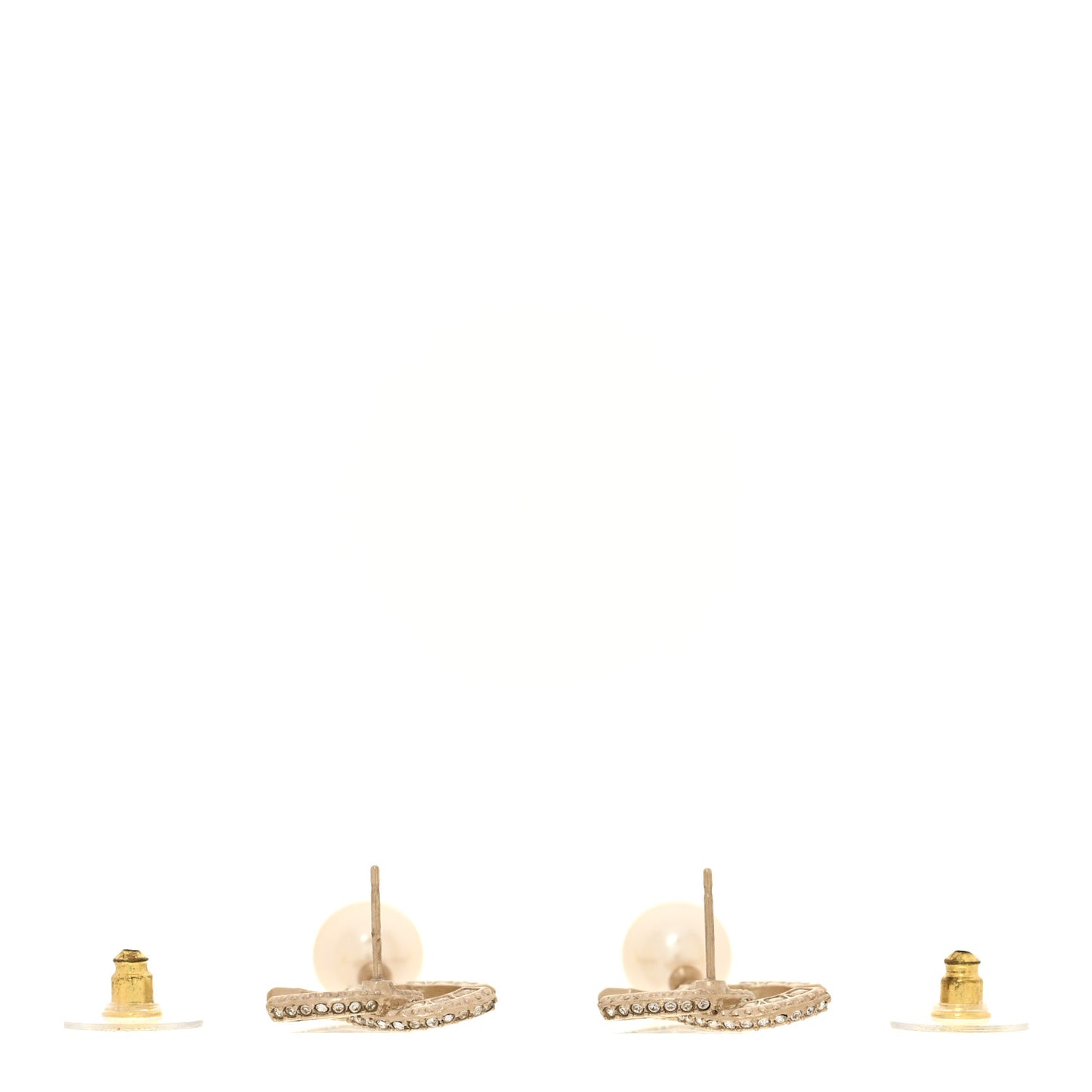 Crystal Pearl CC No 5 Hoop Drop Earring Gold