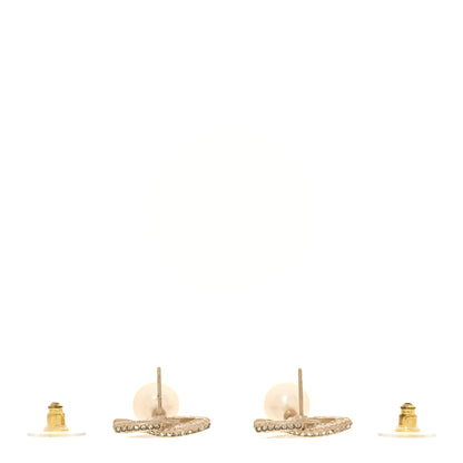 Chanel Crystal Pearl CC No 5 Hoop Drop Earring Gold 3 of 5