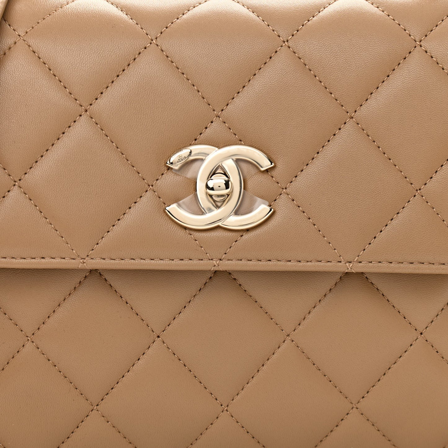 Lambskin Quilted Small Trendy CC Dual Handle Flap Bag Beige
