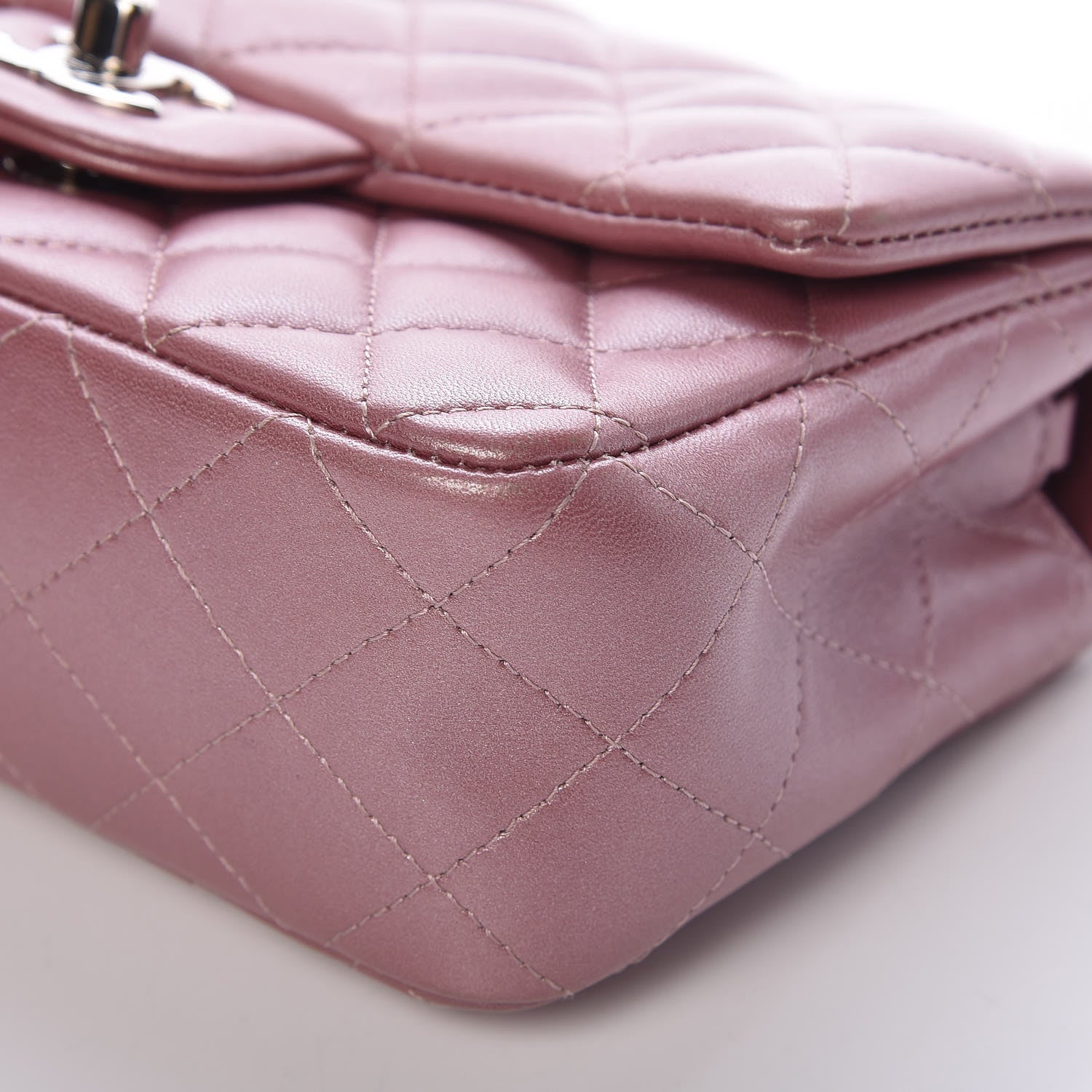 Chanel Metallic Lambskin Quilted Mini Rectangular Flap Pink 10 of 12